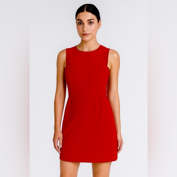 Sandro Red Mini Dress with sheer back XS - Picture 2 of 6